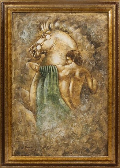 Mixed Media, Classical Figure with Horse