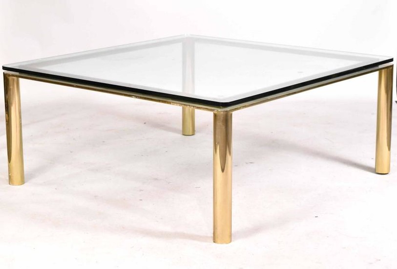 Modern Brass, Chrome, and Glass Low Table