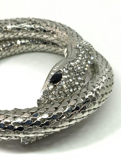 Modern Crystal Snake Form Wrap Bracelet