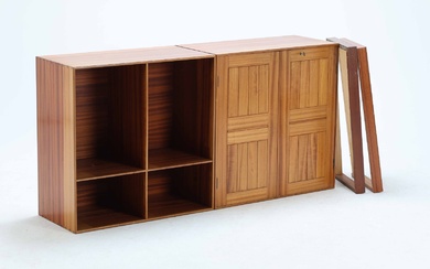 Mogens Koch for Rud. Rasmussen: Cabinet and deep bookcase, both mahogany, two matching plinths. (2+2)