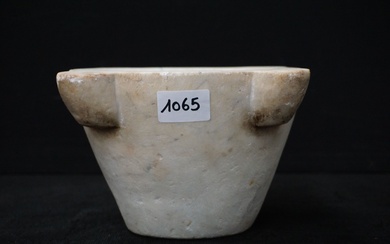 Mortier antique en marbre - H : 14 cm - Diamètre : 20 cm