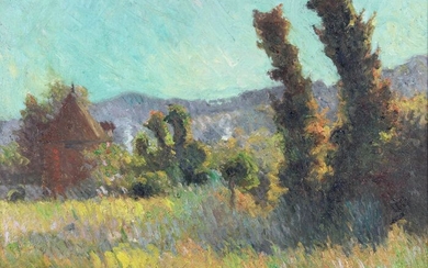 Narcisse Guilbert (1878-1942) - Paysage, prairie à Saint Gervais
