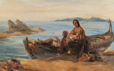 Neapolitan fisher family on the beach