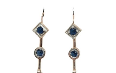No Reserve Price - Earrings - 9 kt. Rose gold, Silver Pearl - Sapphire