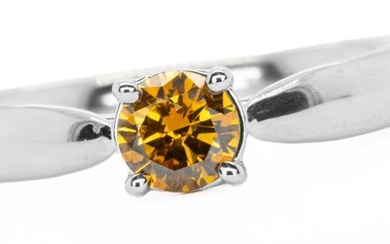 No Reserve Price - Ring - 18 kt. White gold - 0.50 tw. Orange Diamond (Natural coloured)