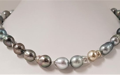 No reserve price 9x11.5mm Multi Tahitian Pearls - Necklace