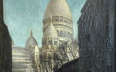 ILLEGIBLY SIGNED PAINTING OF SACRE COUER, PARIS