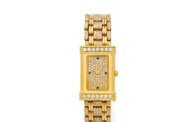 OJ PERRIN No. 0232 Ladies' wristwatch in 18k yellow gold (750) and diamonds Rectangular screw-back