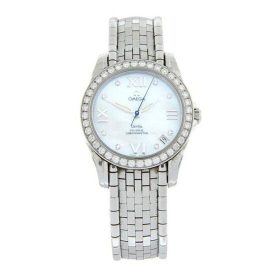 OMEGA - a De Ville Co-Axial chronometer bracelet watch. Stainless steel case with factory diamond