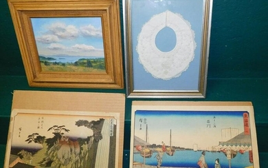 OOB, Oriental Watercolors Unframed, & Framed Baby Bib
