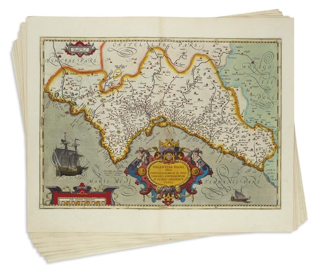 ORTELIUS, ABRAHAM. Group of 10 double-page engraved regional maps, from Theatrum Orbis Terrarum....