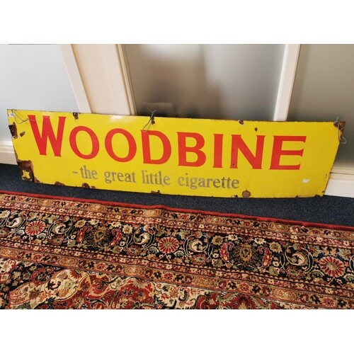 Original Large Woodbine Tobacciana Enamel Advertising Sign