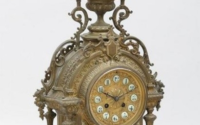 Ornate 18th century French bronze mantle clock