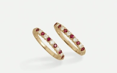 Oscar Heyman, Two gold, ruby, and diamond guard rings