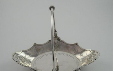 Oval Silverplate Footed Cake Basket with Bale Handle
