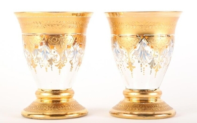 PAIR OF MOSHER QUALITY GLASS VASES