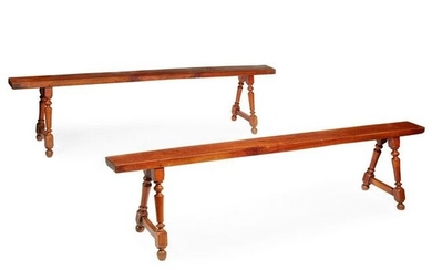 PAIR OF PROVINCIAL CHERRYWOOD BENCHES 19TH CENTURY