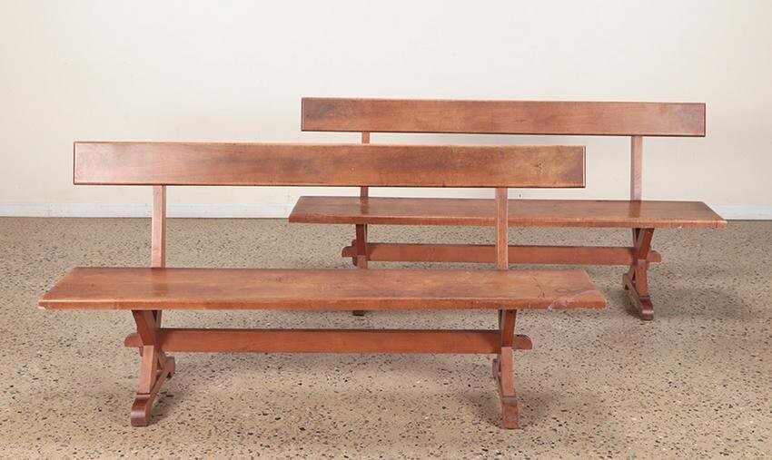 PAIR X-FORM BENCHES MORTISE AND TENON C.1950