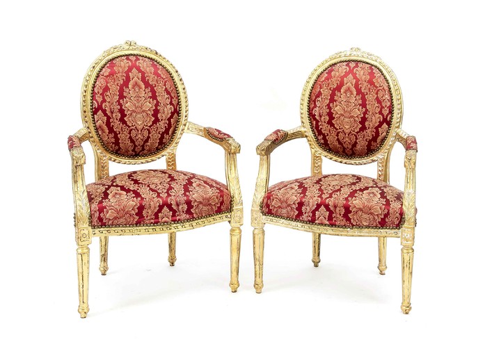 Paar dekorative Salonstühle im Louis XIV-Stil, Mitte 20....