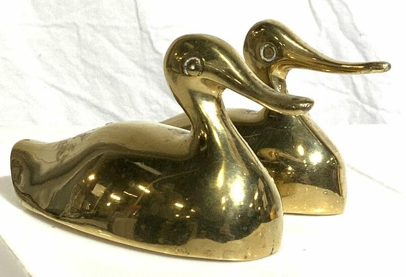 Pair Brass Duck Figurals