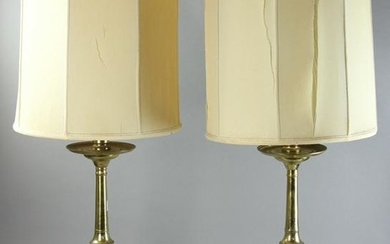 Pair of Antique Brass Candlestick Lamps