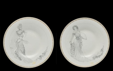 Pair of Art Nouveau Sevres Porcelain Dessert Plates.