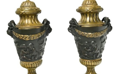 Pair of Beaux Arts Neoclassical Style Bronze Cassoulets