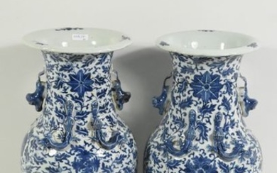 Pair of Chinese porcelain baluster vases (Ht.35cm)