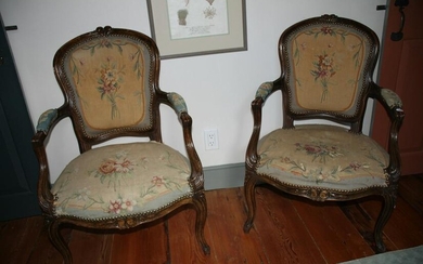Pair of Diminutive Antique French Carved Armchairs