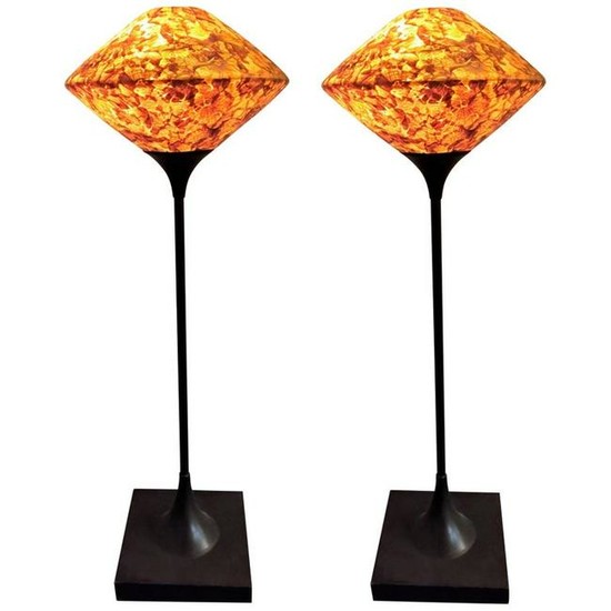Pair of Italian Modern Pendant lamps with Floral Petal