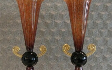 Pair of Large Murano Art Glass Vases