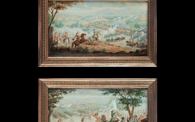 Pair of miniatures with battle scenes, France first half of the 18th century