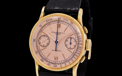Patek Philippe. Absolutely Stunning and Very Rare, Chronograph Wristwatch in Yellow Gold,...