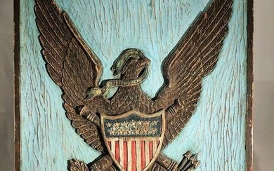 Patriotic Plaque With Eagle & American Shield