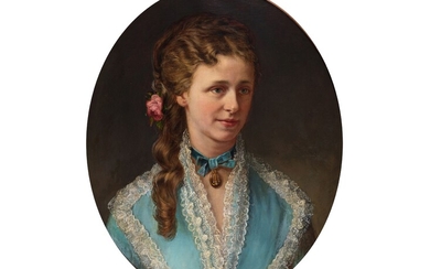Peintre autrichien Vers 1900 1900 "Portrait d'une dame" Huile sur toile, rentoilée 64 x 53...