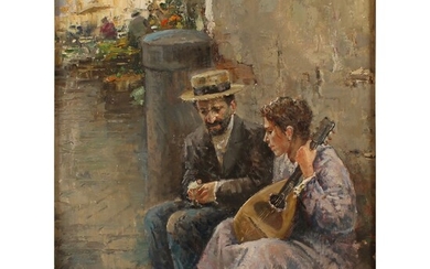 GIOVANNI PANZA (1894/1989) "Musicisti di strada" - "Street musicians"