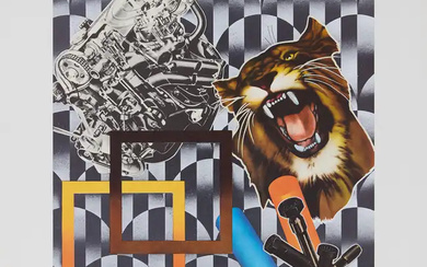 Peter Phillips, British b.1939- Tiger and Engine, 1971; photo-lithograph and silkscreen in...