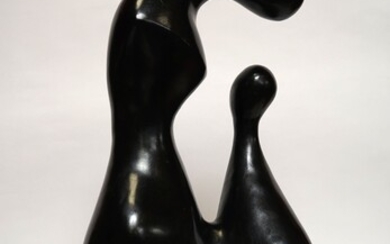 Philippe ALVAREZ (XXe-XXIe) Attachement. Epreuve en bronze à patine noire. Fonte d'artiste justifiée 2/8. H....