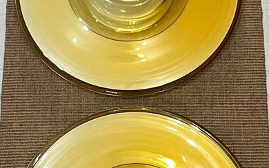 Pierre CARDIN pour Venini, Paire d'appliques en verre jaune, Vers 1960 Italie 11 x 63...
