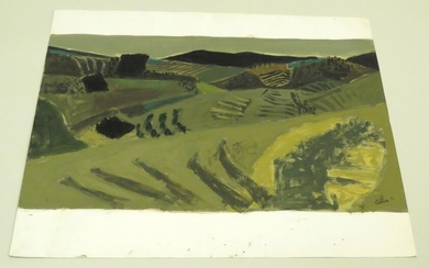 Pierre CÉLICE (1932-2019). Payasge vallonné, 1961. Gouache sur papier fort, signée et datée en bas à droite. Haut : 50 cm Larg : 65 cm (non encadrée).