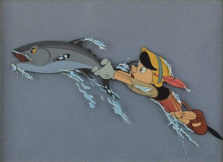 Pinocchio and Fish production cel from Pinocchio
