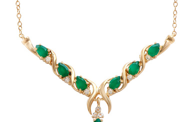 Plated 18KT Yellow Gold 2.90ctw Green Agate and White Topaz...