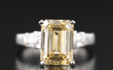 Platinum 4.14 CTW Lab Grown Diamond Ring with 14K Accent and Fancy Yellow Center