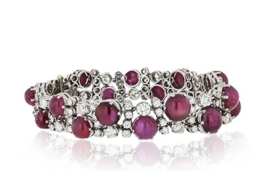 Platinum 8.50 cttw Ruby And Diamond Bracelet