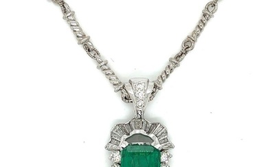 Platinum AGL Certified Emerald & Diamond Pendant