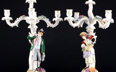 Plaue Schierholz Paar large figural candelabras, 5-lights, groÃŸe Figurenleuchter