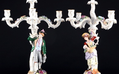Plaue Schierholz großes Paar Figurenleuchter, 5-flammig, large figural candelabras