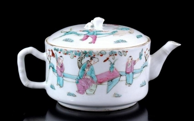 Porcelain teapot with figures playing in the garden