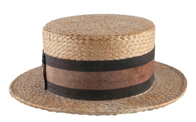 ROOSEVELT, Franklin Delano (1882-1945). Straw boater hat signed ("Franklin D. Roosevelt").
