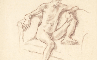 Roger Fry (British, 1866-1934) Reclining male nude study